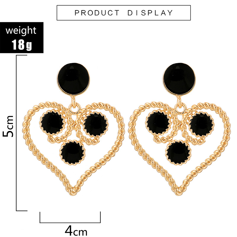 Temperament Hollow Peach Heart Earrings Retro Drip Hemp Heart Earrings display picture 1