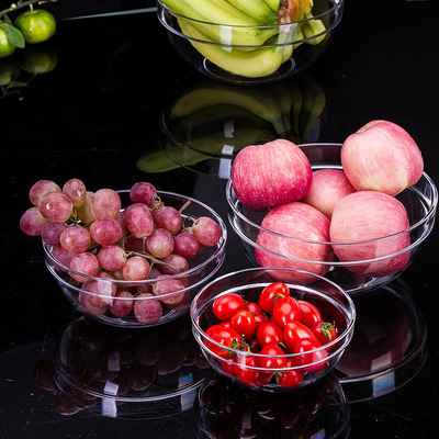 进口PC亚克力沙拉碗圆形透明塑料碗水果碗组合|ms