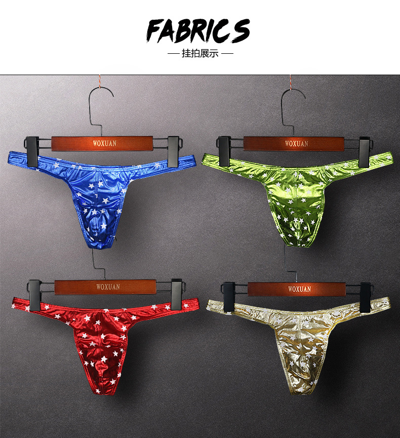 WOXUAN Fashion sexy mens stars string thong bikini underwear S M L XL
