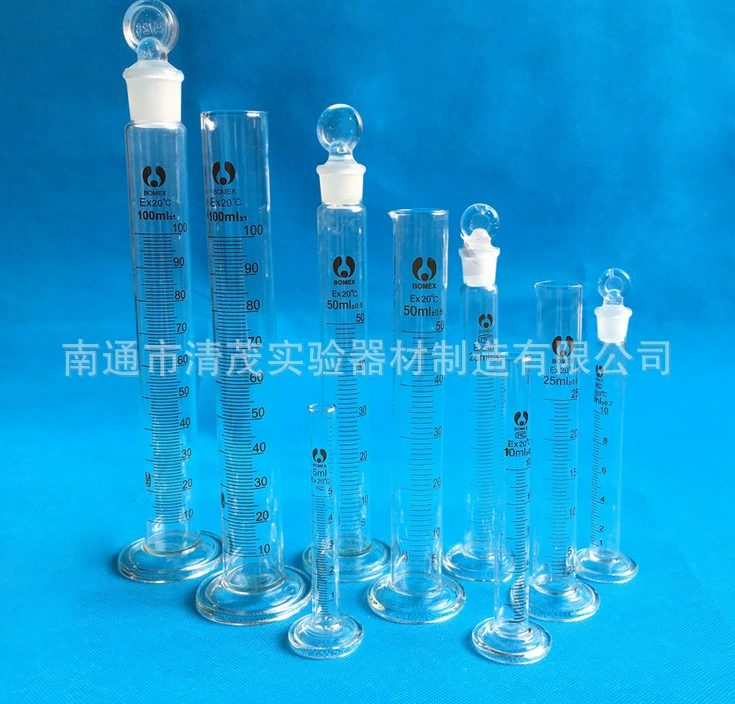 Горячий продавать измерительный цилиндр 5 10 25 2000 мл стеклянная шкала пробка прямой рот измерительный цилиндр Qingmao экспериментальный сосуд
