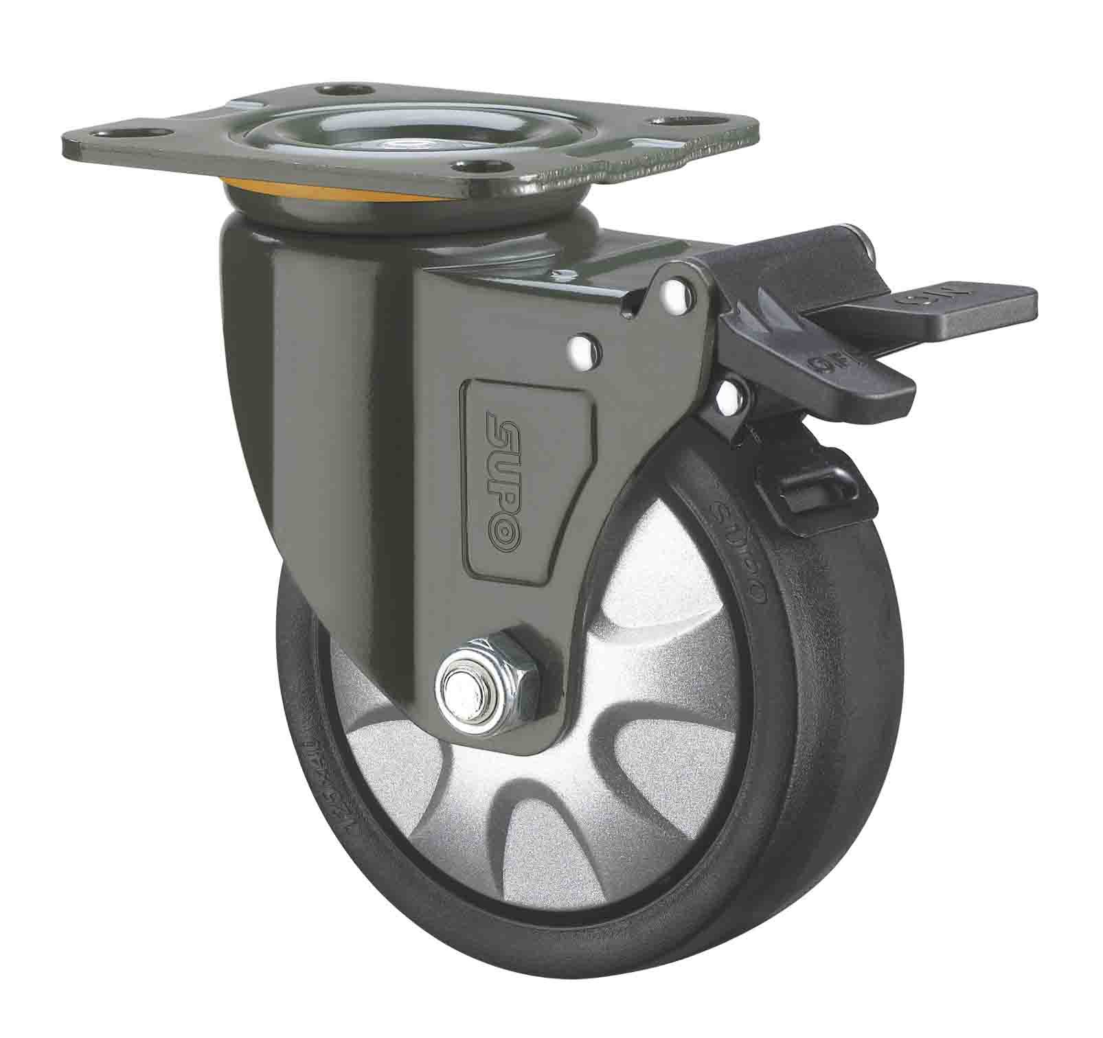 SUPO/向荣动力 4寸 带双刹车 PA 尼龙 万向 脚轮J05S-01D-100-662