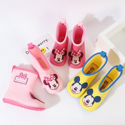 迪士尼宝宝雨鞋儿童雨靴男童小童防滑小孩上学女童外出软底胶水鞋