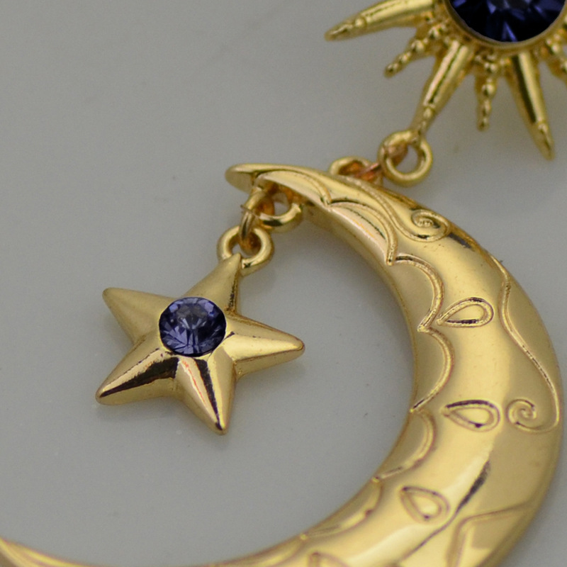 Hot Selling Earrings Fashion Purple Earrings Alloy Diamond Star Moon Earrings Wholesale Nihaojewelry display picture 6