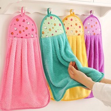 厂家直销（包邮）珊瑚绒擦手巾  挂巾 厨房卫浴挂式吸水巾 洗碗巾