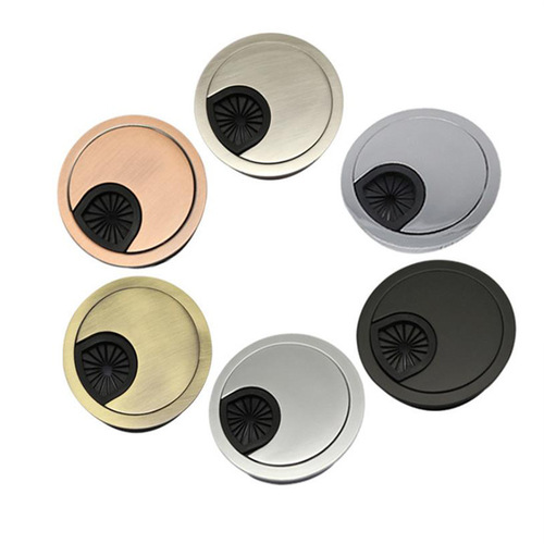 Minggu Furniture Hardware Computer Desk Alloy Brushed Round Wire Box Wiring Hole Cover Perforated Wire Box