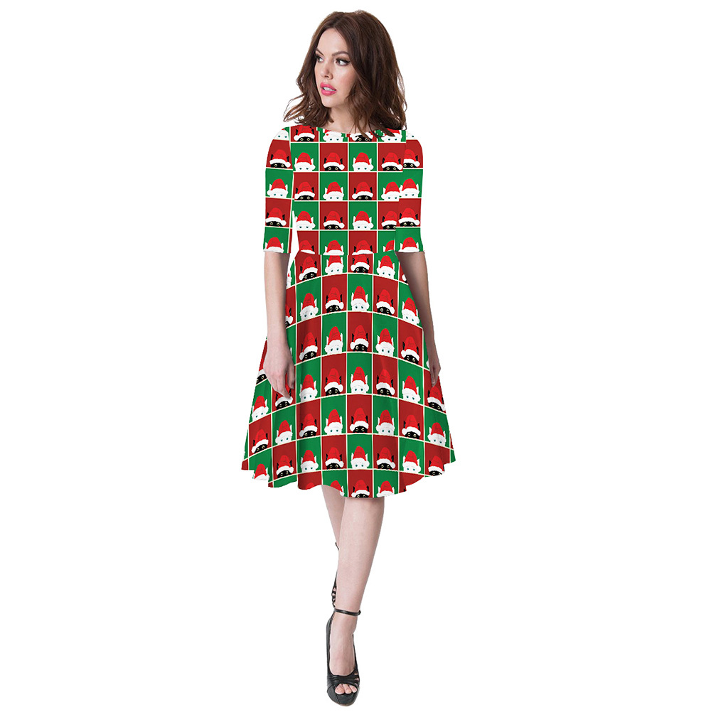 women s Santa Claus digital printing dress nihaostyles wholesale Christmas costumes NSMID78950