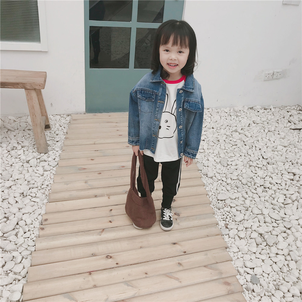 2019春季款新品韩国男女童牛仔外套宝宝刺绣牛仔婴幼儿毛边上衣|ms