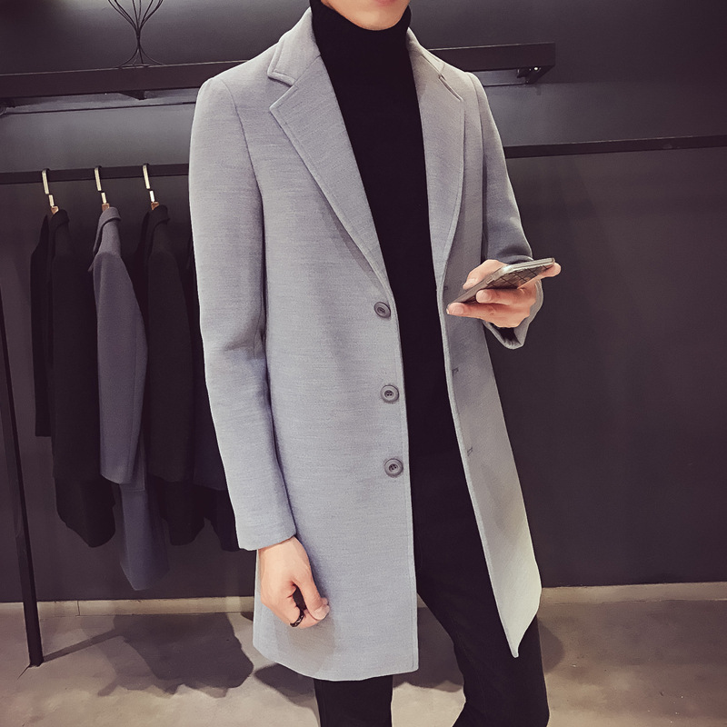 Gabardina de los Hombres estilo coreano otoño e invierno abrigo de lana de longitud media abrigo de lana 2022 nuevos hombres de Moda Ropa de otoño