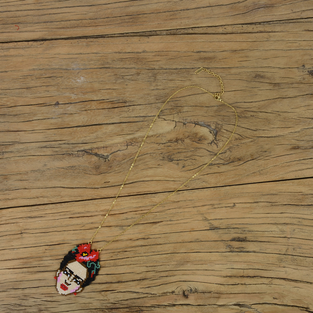 New Frida Frida Jewelry Miyuki Bead Woven Necklace Vacuum Electroplating Color Preservation Necklace