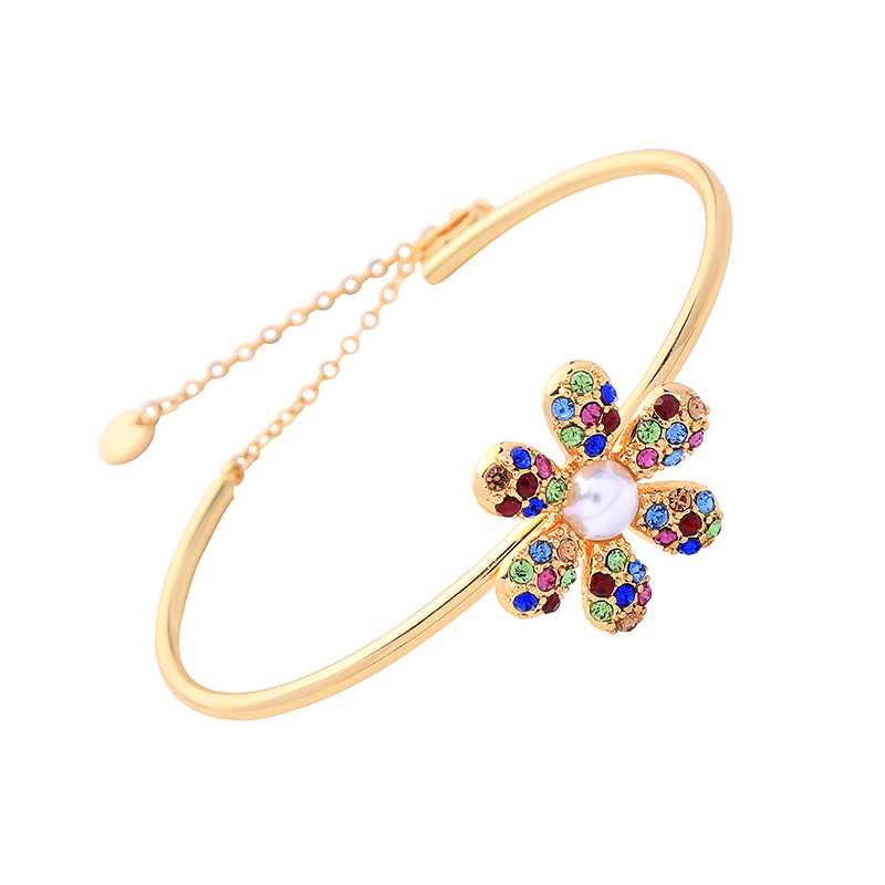 Creative Diamant Coloré Petite Fleur Ouvert Réglable Bracelet Femelle Japonais Et Coréen Style Doux Fille Ins Style Accessoires Ms006 display picture 10