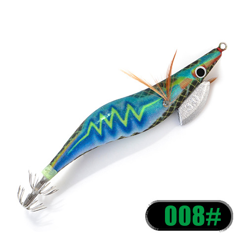 Wooden Squid Jig Lures Hard Baits Saltwater Swimbait Tackle Gear