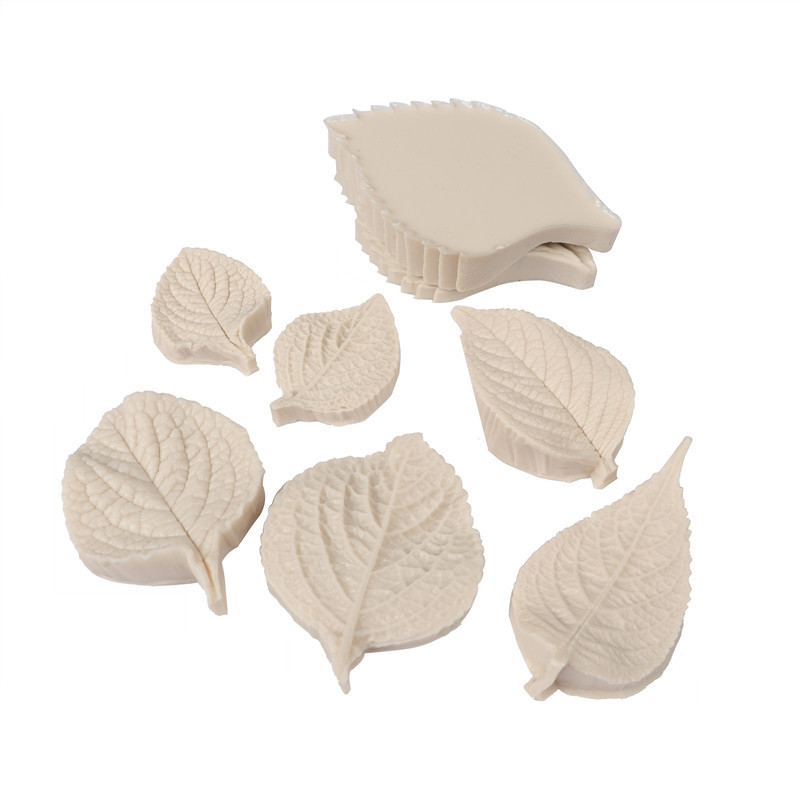Fondant Hortensia hoja simulación grano vena torta molde de presión Hortensia pétalo hoja clip molde de silicona