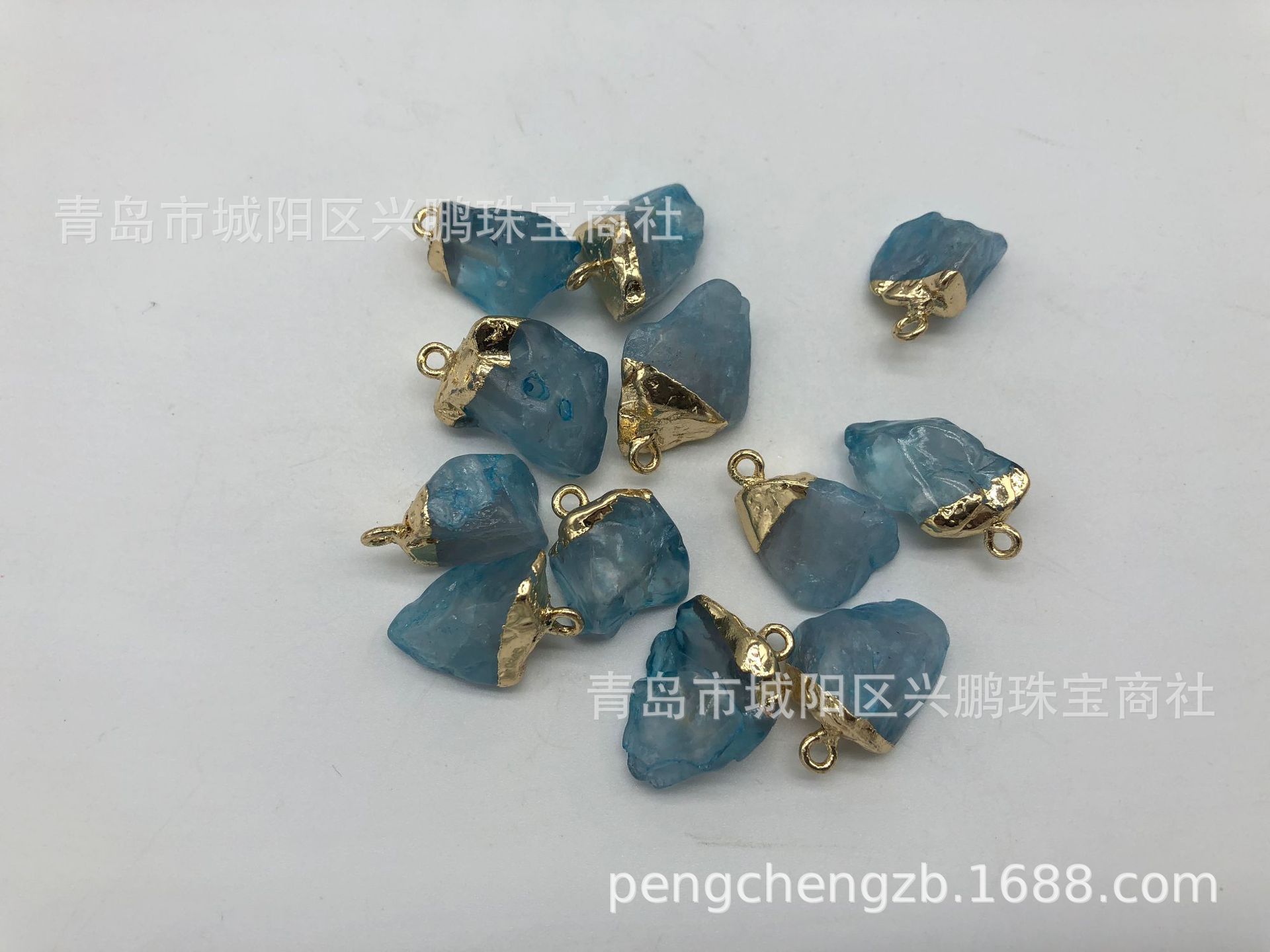 杂石碎石不定型电镀金边挂坠耳坠外贸饰品配饰彩色石头镀金-阿里巴巴