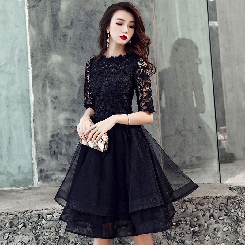 2020 New Banquet Slim-fit Small Birthday Dress Simple and Generous Short Black Evening Dress Women's Summer 2020 New Banquet Slim-fit Small Birthday Dress Simple and Generous Short Black Evening Dress Women's Summer
