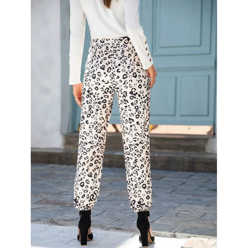 new fashion slim high waist leopard print straight-leg casual pants  NSSA34580