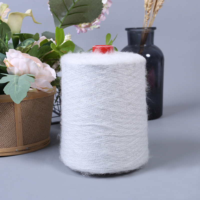 成龙纺织13支包银丝拉毛纱马海毛定制 衣帽围巾毛毯专用纱批发