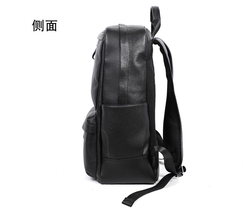 Ba lô nam da bò thật 15.6 inch chống nước, túi đeo vai du lịch đựng laptop 43×30×18 cm — Màu đen chi tiết 13