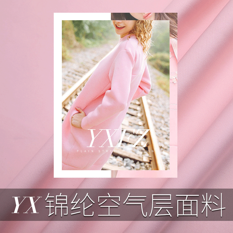 2018新款 17氨纶63涤20锦纶空气层面料 女装休闲服针织面料现货|ru