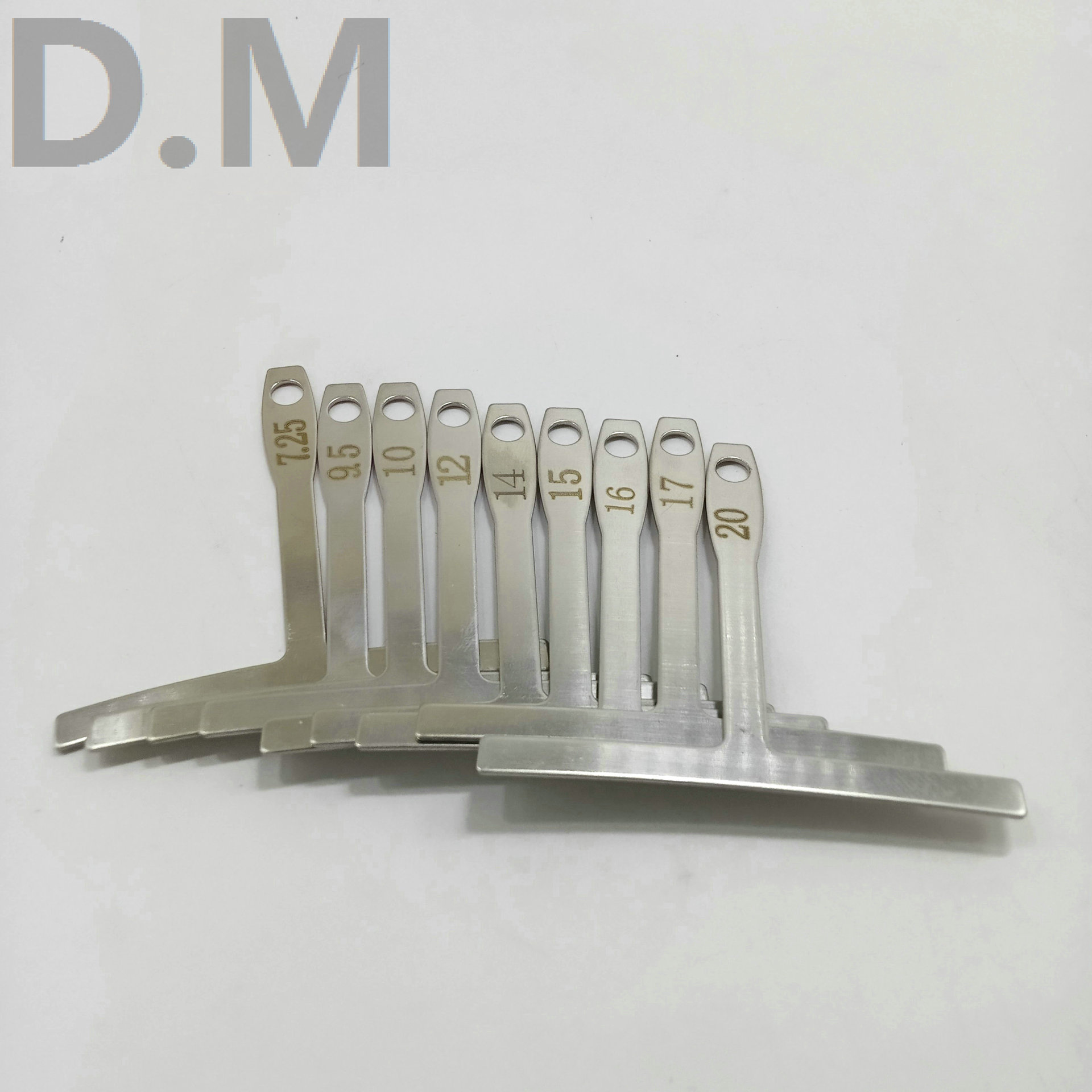 Venta caliente guitarra herramientas guitarra alambre diapasón cuello Radian Regla de medición de nueve piezas de acero inoxidable T-tipo radian regla