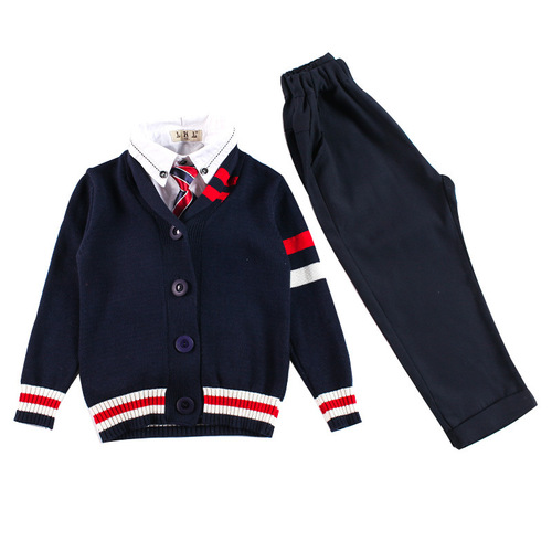 Kindergarten uniforms for boys and girls, British style suits, children's cotton knitted class uniforms, primary school uniforms, college style