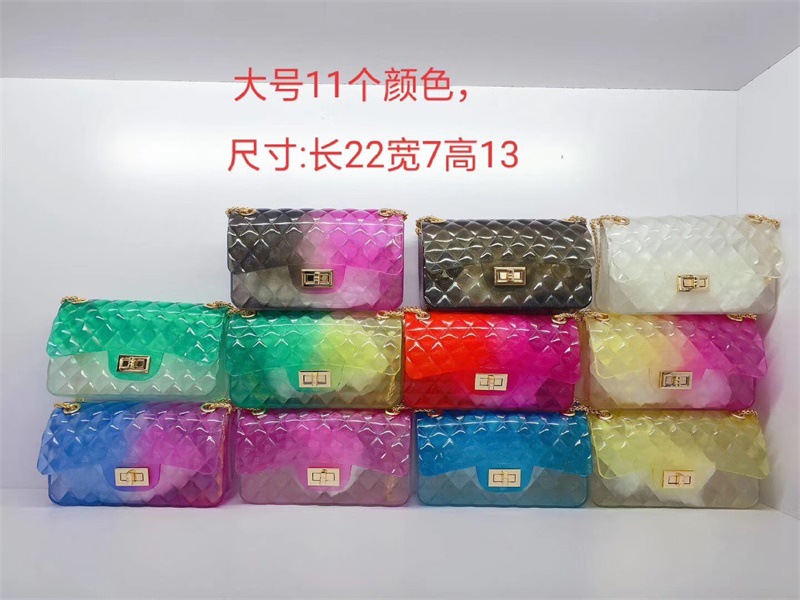 2025 Summer New gradient color jelly bag, ins diamond chain small square bag, single-shoulder crossbody women's bag full figure