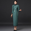 Autumn and winter new pattern have more cash than can be accounted for Self cultivation temperament Long sleeve Cashmere With cotton Fur collar banquet high-grade Cheongsam skirt cheongsam