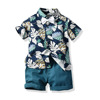 Children's set, multicoloured summer cardigan, shirt, shorts, 2019, with short sleeve, flowered