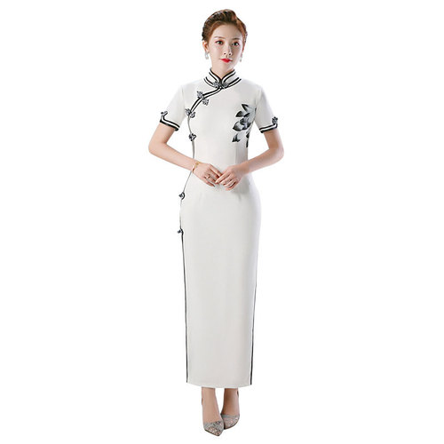 Chinese Dress Qipao for women with lotus and long waist