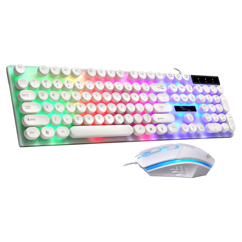 Gift cross-border Chasing Leopard G21 gaming keyboard and mouse punk retro high keycap computer luminous mouse and keyboard set