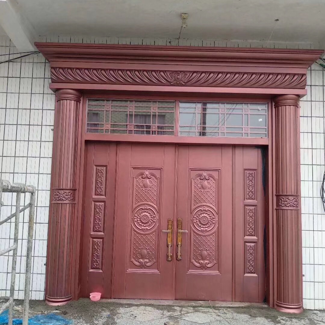 厂家直销豪华别墅大门四开子母锌合金防盗门不锈钢门带气窗非标门-阿里巴巴