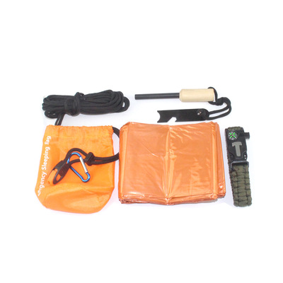 易麥戶外 新款野外求生睡袋 山地探險救生毯打火棒傘繩急救套裝