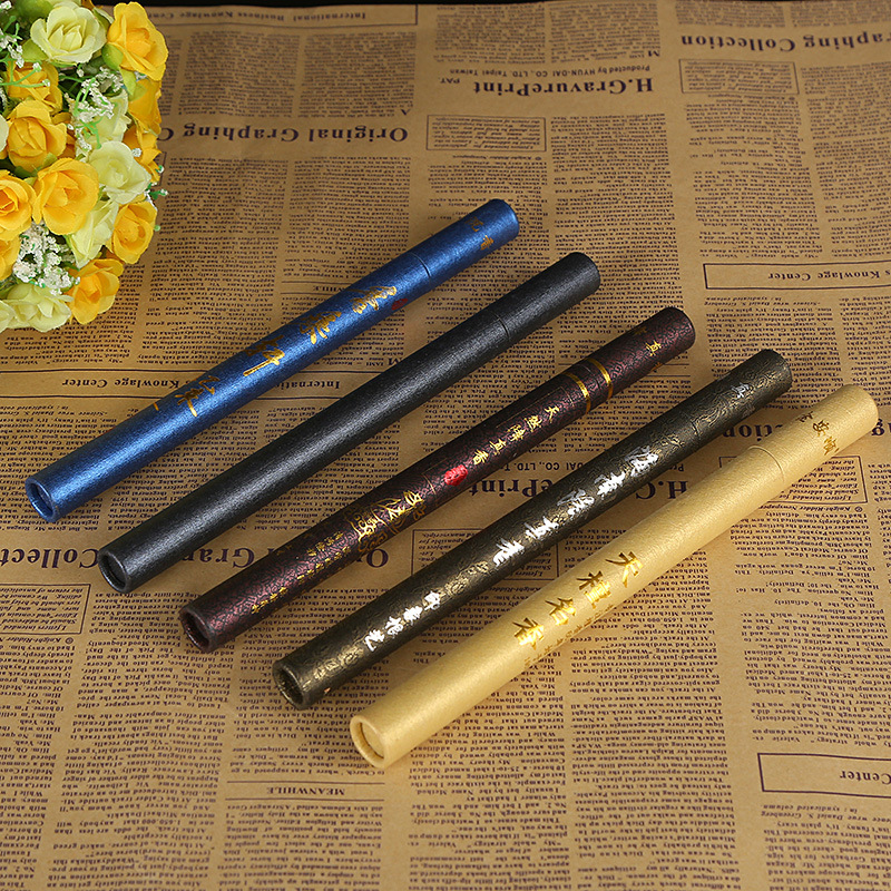 厂家定做精美沉香线香筒 佛香檀香牛皮包装纸筒 烫金纸罐厂家批发