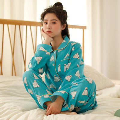 蔓秋春夏新品长袖长裤套装女士睡衣家居服纯棉舒适|ms
