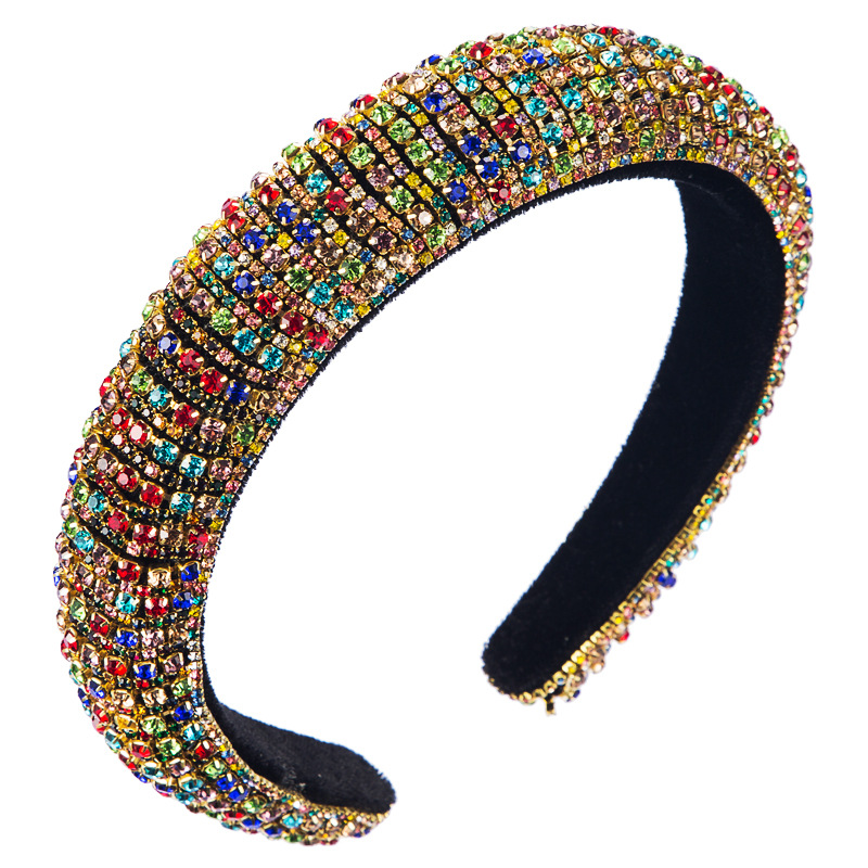 Inlaid colorful diamond sponge hair hoop fashion explosion creative headband womenpicture2