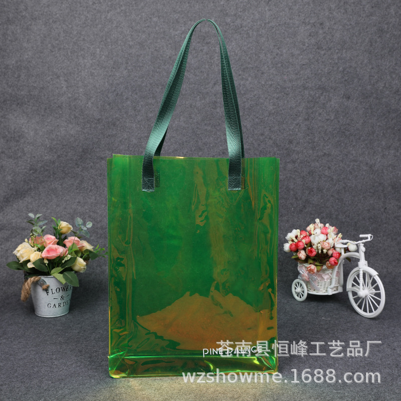 定做彩印环保PVC透明塑料收纳手提袋 礼品购物袋化妆品袋定制