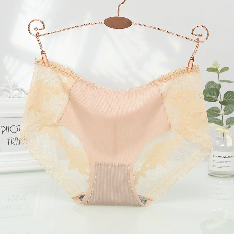 [80-130 pounds] Steo Ice Wicker Mid-waist underwear lace cotton inner crotch elastic briefs 1638