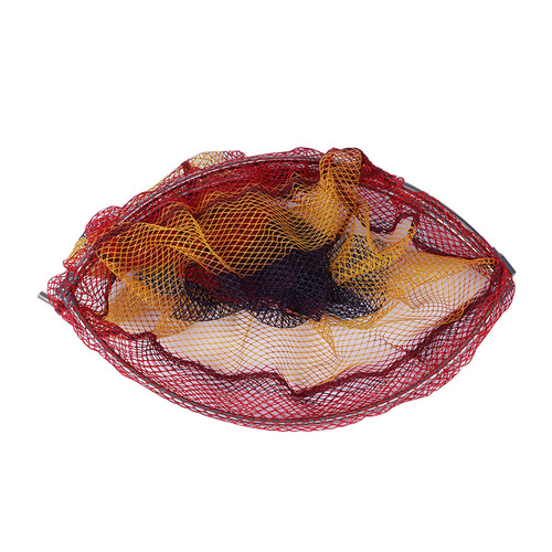 Factory-direct, glue-coated, colored stainless steel folding landing net head—dries instantly after a flick, doesn’t snag fish. Wholesale fishing nets and fishing gear.