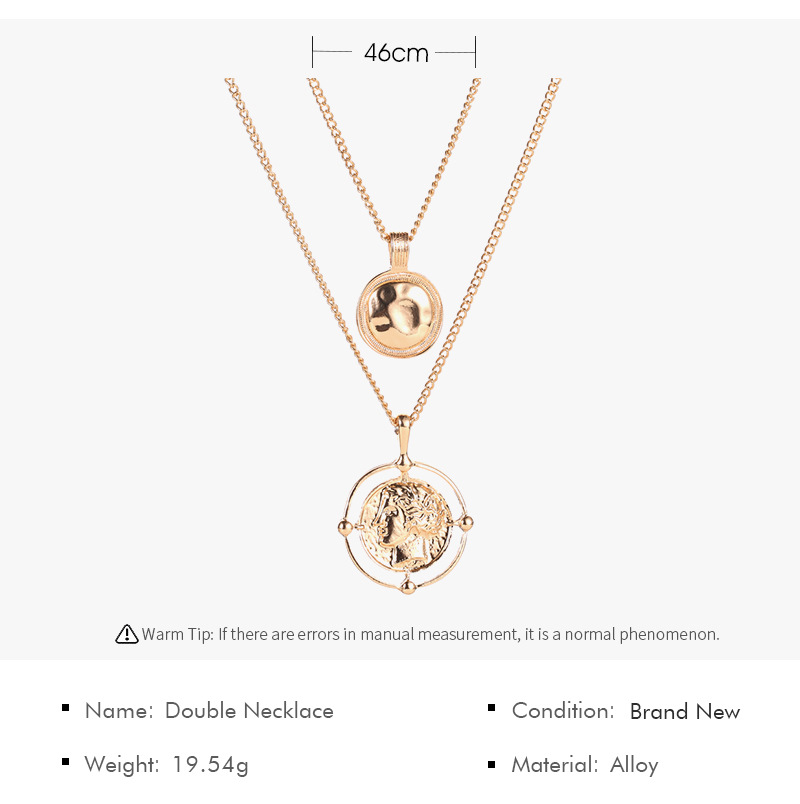 New Fashion Double-layer Planet  Simple Disc Map Pendant Necklace Wholesale Nihaojewelry display picture 1