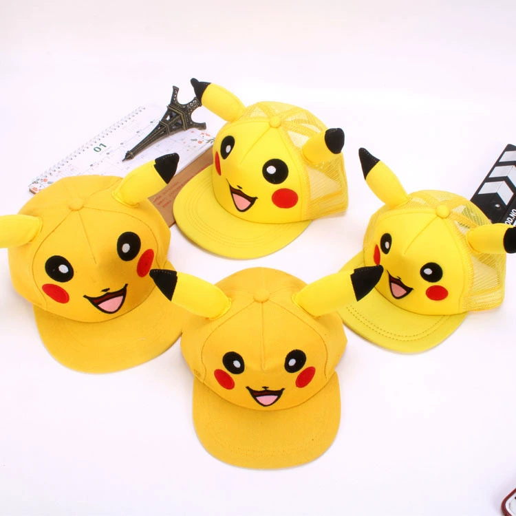 Бейсболка унисекс Pikachu мультяшная, весенняя, регулируемая, ткань и сетка, для взрослых и детей