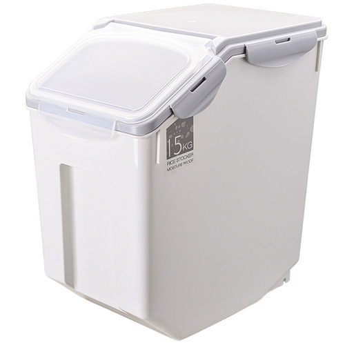 Kitchen Japanese-style rice bucket sealed insect-proof with lid storage plastic pet cat food storage bucket multi-functional 10kg moisture-proof