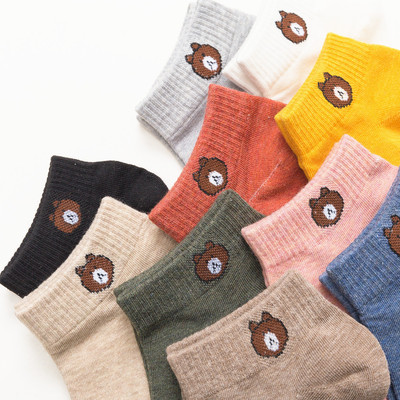 2019 new pattern summer solar system 200 Needle Jacquard weave Little Bear Socks Boat socks Cotton Short tube Cartoon socks
