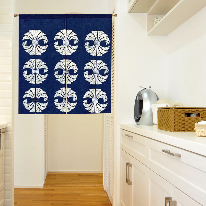 Door curtain half curtain width 85cm length 90cm Japanese fabric covering breathable telescopic rod simple use