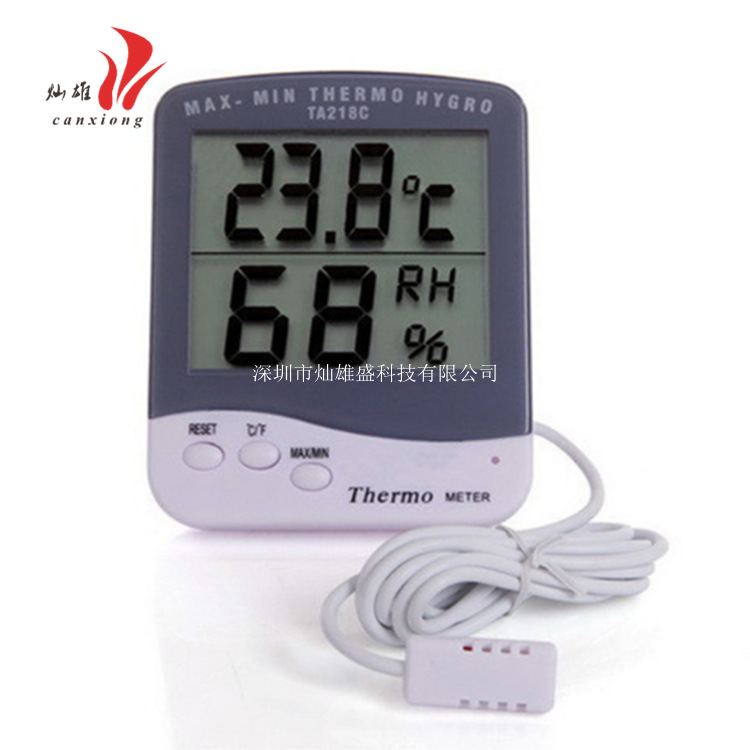 带防水外置探头  电子温湿度计 TA218C  家用立式多功能显示仪