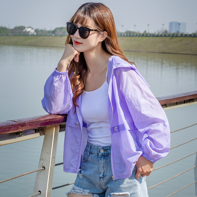 夏防曬衣女短款防紫外線速幹衣輕薄透氣防曬服皮膚衣學生外套連帽