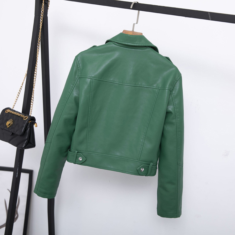 Collared Belt Leather Motorcycle Jacket - Coats & Jackets - Uniqistic.com