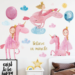 Pink Fairy Heart Wall Sticker Unicorn Children's Room Girl Kindergarten Early Education Playground Wall Decor Sticker Drawing