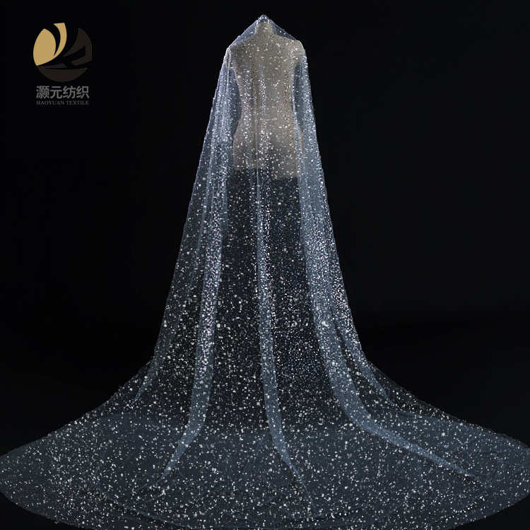 Suministro de stock de malla flash ultra compacto 3 tela de sequilla vestido de boda turbante tela de vestido
