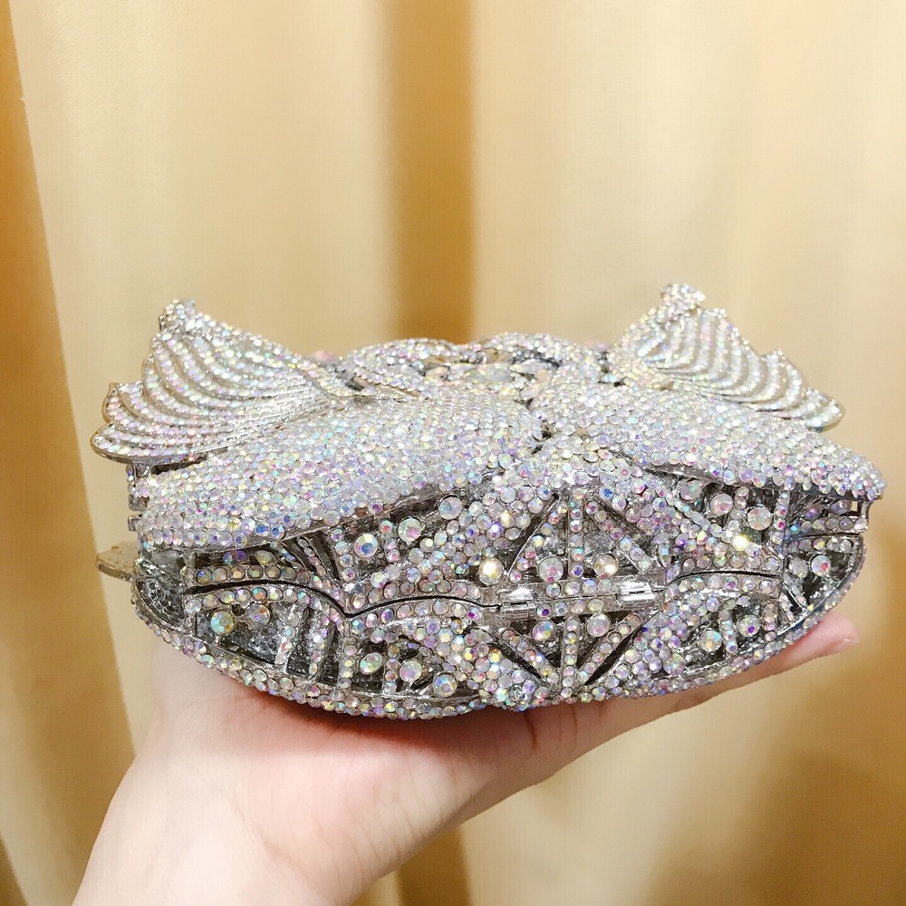 Túi clutch nữ đính kim cương thiên nga cỡ lớn dự tiệc — Màu đen, Màu hồng, Ảnh tùy chỉnh được Cá nhân hóa, Bảy màu vàng kim chi tiết 76