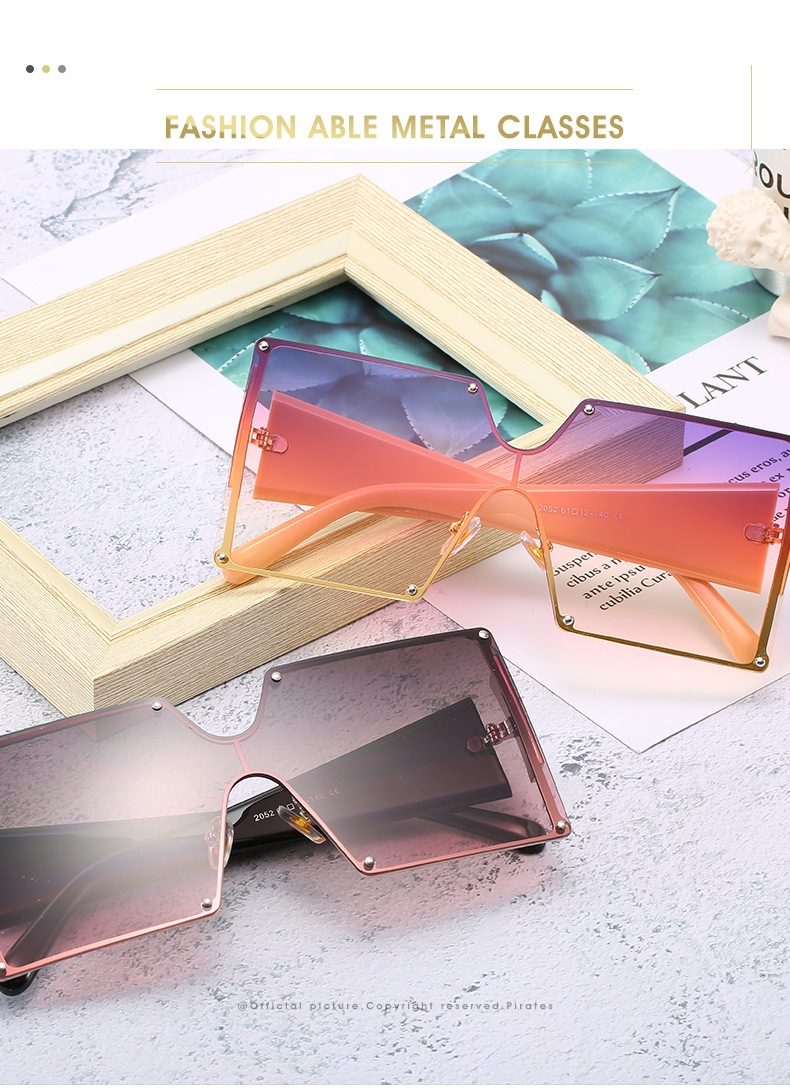 Large Frame One Piece Sunglasses Square Gradient Street Style_voghion.com