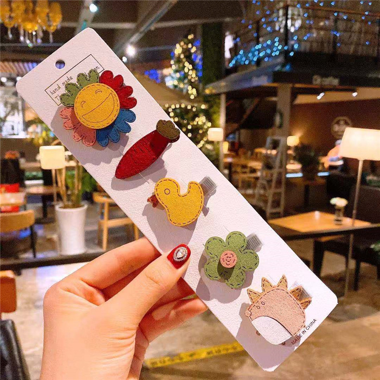 Nuevo estilo coreano linda chica horquilla fruta pequeña combinación de horquilla animal flequillo fresco clip traje de pelo de los niños